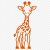 Tall Savannah Giraffe Illustration Illustrated graphic of a tall, spotted giraffe in a savannah setting.