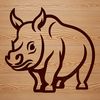 Line Art Rhino Cute Design A simple line drawing of a standing rhino with cute features.