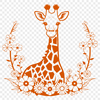 A tall, spotted animal with long neck and legs standing on grass.
