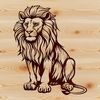 Majestic Sitting Lion A sitting lion with a large mane, depicted in vector format.