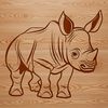 Rhino Silhouette Clip Art A detailed illustration of a rhinoceros in various poses and textures suitable for cutting out with a Cricut or laser cutter.