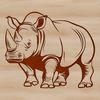 A realistic illustration of a rhino, suitable for use in design projects.