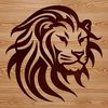 Majestic Lion's Head A regal lion's head with a strong mane, depicted in bold lines and shapes, ideal for vector art and design projects.