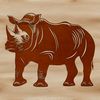 A high-resolution digital illustration of a rhino, a large wild animal commonly found on African safaris.