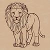 A stylized illustration of a standing lion, suitable for use in digital designs and crafts.