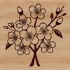Sakura Bloom Illustration An intricately designed graphic representation of a single blooming sakura plant.