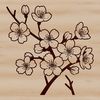 Realistic Sakura Bloom Design A detailed illustration of a single cherry blossom in full bloom, with realistic petals and delicate lines.