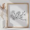 Cherry Blossom Clip Art A detailed illustration of a cherry blossom flower with five petals, suitable for use as clip art in various digital designs.
