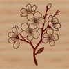 Elegant Cherry Blossom Illustration A single, delicate cherry blossom flower in full bloom, with five petals and a prominent stem.
