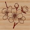 Beautiful Stylized Sakura Graphic A stylized illustration of a cherry blossom in bloom, featuring delicate petals and a green stem.