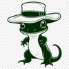 Whimsical Amphibian Wearing a Fancy Chapeau A detailed illustration of a salamander wearing a hat, suitable for vector art and commercial or personal use.