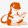 Garden Reader A vector illustration of a salamander reading a book in a garden setting.