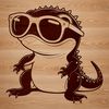 A cartoon salamander character wearing sunglasses, suitable for use as clip art in various design projects.