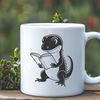Cartoon Salamander Reading a Book A cartoon salamander sitting on a rock with an open book in its front legs.