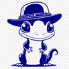 Colorful Salamander Silhouette with Hat A colorful illustration of a salamander wearing a hat.