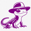 Vector Illustration of a Salamander in a Fancy Hat A digital illustration of a salamander wearing a hat, suitable for use in graphic design projects.