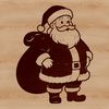 Vector illustration of a smiling Santa Claus in red suit with white beard.