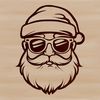 Cool Santa Illustration A stylized illustration of Santa Claus wearing sunglasses, suitable for various design applications.