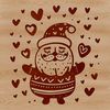 Festive Santa Clip Art A smiling illustration of Father Christmas standing with love hearts surrounding him, ideal for festive designs.