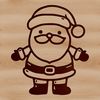Festive Santa Scene A digital illustration of Santa Claus standing in a festive holiday setting.