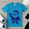Illustrative design of Father Christmas in bold lines and simple shapes.