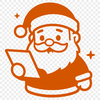 A simple outline illustration of Santa Claus in a traditional red suit.