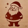 Illustrative depiction of Father Christmas in a festive setting, suitable for vector graphics.