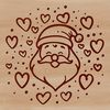 SVG Santa with Love Hearts Design An SVG graphic of Father Christmas with decorative love hearts at the top, ideal for vector art projects and craft templates.