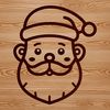 Holiday Season Line Art A simple line drawing illustration of the iconic character Santa Claus in a festive holiday setting.