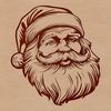 A traditional illustration of Father Christmas with a jolly face and hat, suitable for Christmas celebrations.