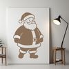 Vector graphic of Father Christmas in a stylized winter scene.