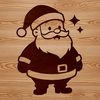Illustrative vector graphic of Santa Claus in a festive holiday setting.