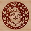 Joyful Santa with Heart Decorations A digital illustration of a smiling Santa Claus with heart symbols on his head, ideal for Christmas-themed designs.