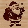 Illustrative vector artwork of Father Christmas in a festive holiday setting.
