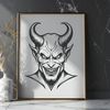 Horned Symbol Design Illustrative representation of the devil as a dark figure with horns.