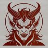 Bold Satan Vector Graphic A graphic representation of satan in a bold, vector style suitable for various applications.
