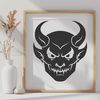 Halloween Devil Icon Illustration of a satanic figure in a dark setting, suitable for Halloween decorations or designs.
