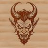 Mephistopheles Icon An illustration of Satan with horns and flames, suitable for Halloween designs.