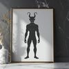 Dark Angel Silhouette A satanic figure with horns and wings in a dark, mysterious setting.