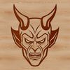 A digital illustration of a horned figure representing the devil, suitable for Halloween decorations or dark fantasy themes.