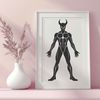 A vector design representation of Satan with a dark and ominous tone.