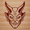 Horned Demon Vector Graphic A digital illustration of a satanic figure with horns and wings, suitable for Halloween designs or decorative purposes.