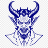A stylized illustration of Satan, depicted in a bold and graphic style suitable for commercial or personal design projects.