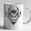 A detailed illustration of the devil's face, suitable for Halloween decorations and designs.
