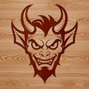 A cartoon illustration of the devil in a dark setting, suitable for Halloween decorations or designs.