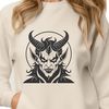 Demonic Figure Vector Illustration A vector illustration of a demonic figure with horns and wings, suitable for Halloween decorations or designs.