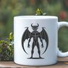 A stylized illustration of the devil or Satan as often depicted in Halloween decorations.