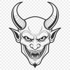 Satanic SVG Clip Art A stylized depiction of the devil with horns and a pointed beard, suitable for Halloween decorations or vector art designs.