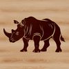 A detailed illustration of a rhino, a large wild animal found in savannas and grasslands.