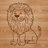 A realistic illustration of a lion sitting on its haunches, suitable for use in various designs and projects.